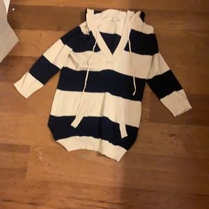 Navy and white striped Hoodie top